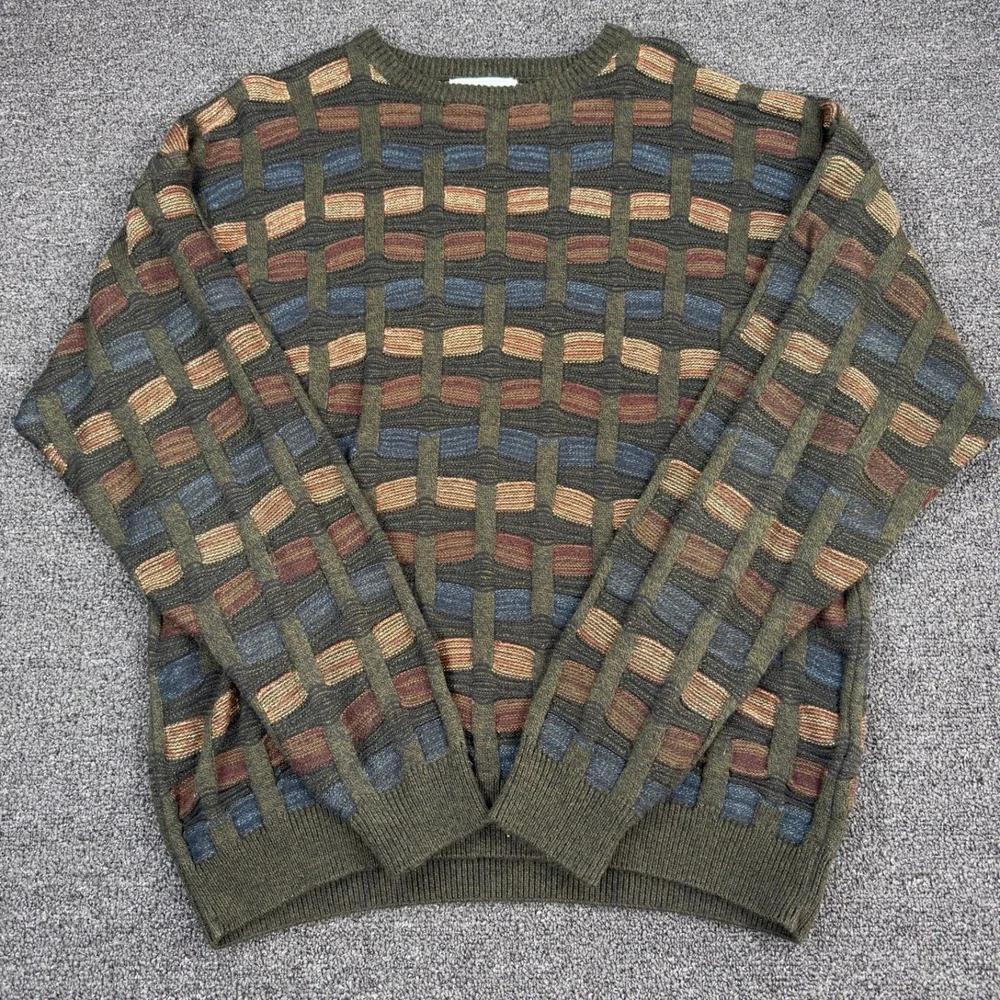 Vintage Gianfranco Ruffini Sweater Mens XL Coogi Style Knit 90s - Picture 1 of 5